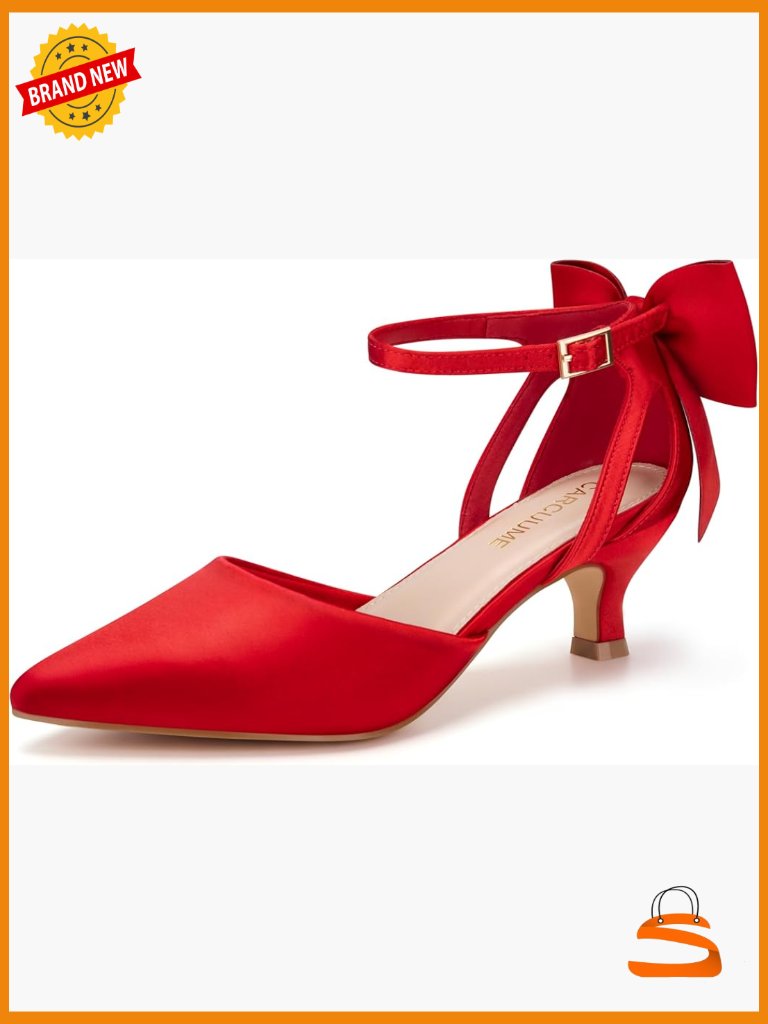 Kitten Heels With Bow Closed Toe Sandals Ankle Strap Wedding Pump Shoes
